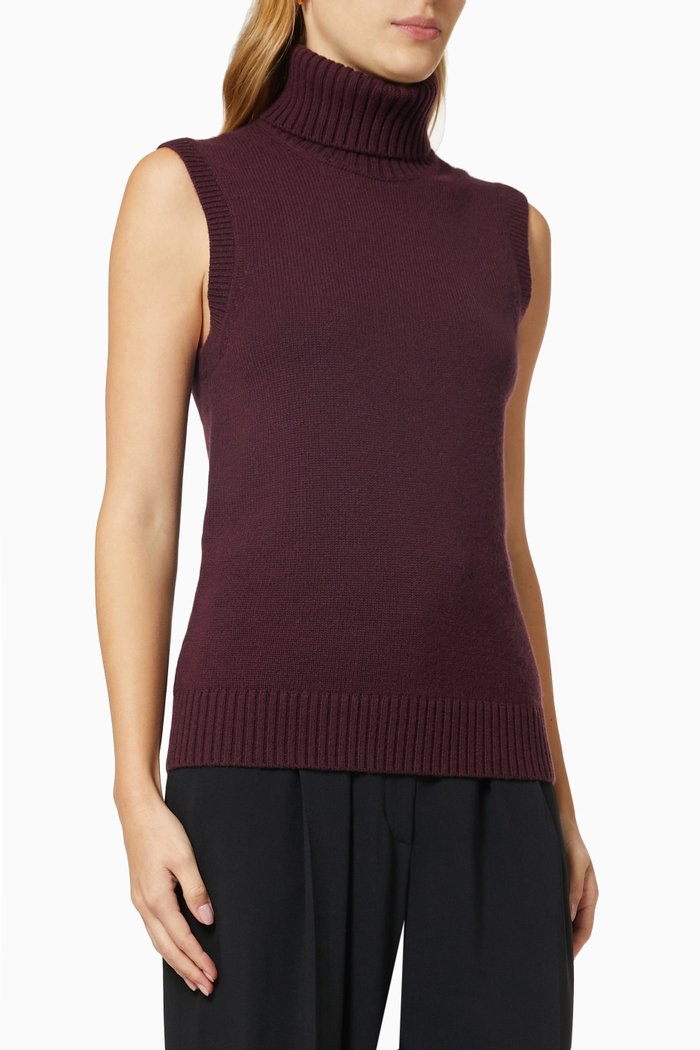 

Sleeveless Turtleneck in Cashmere, Brown