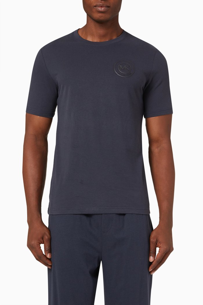 

MK Logo T-shirt in Cotton Jersey, Blue