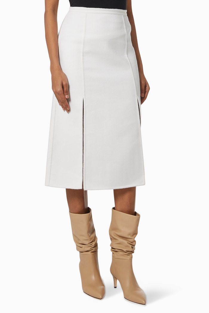 

Slit Skirt in Cashgora, White