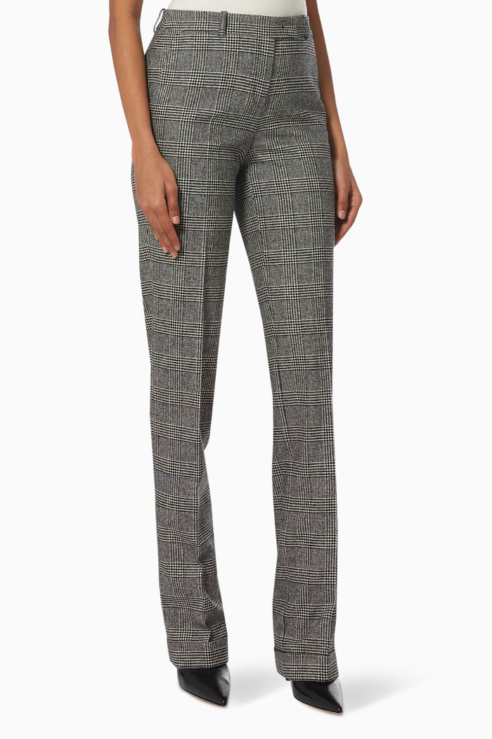 

Checked Trousers in Wool, Black