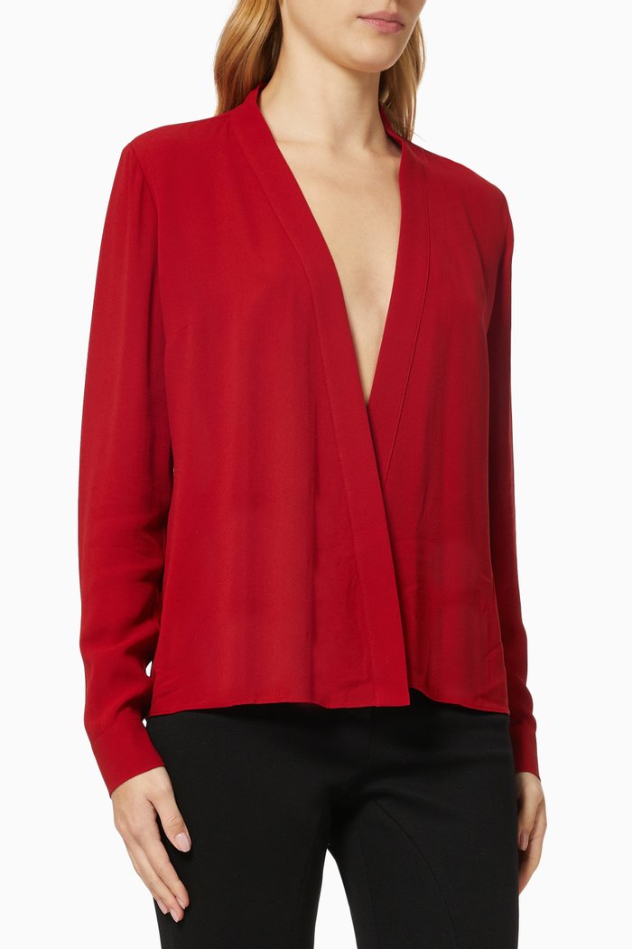 

Kimono Wrap Top in Silk, Red
