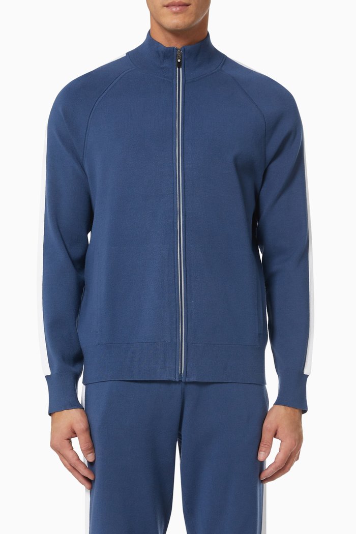 

Striped Track Jacket in Viscose, Blue