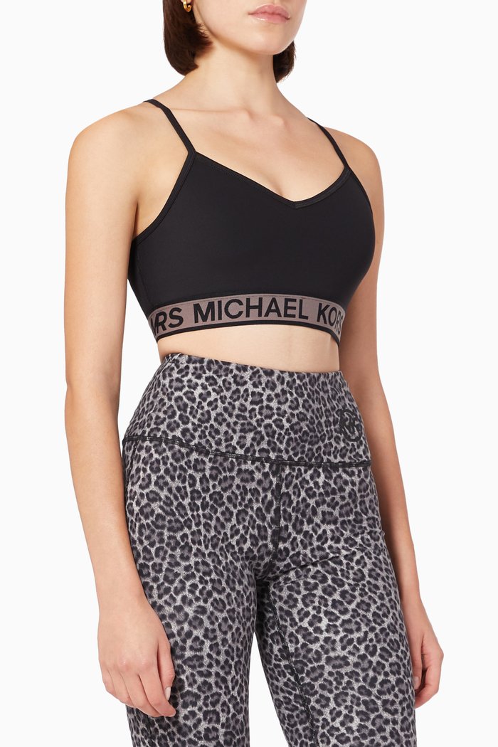 

Logo Tape Sports Bra in Nylon, Black