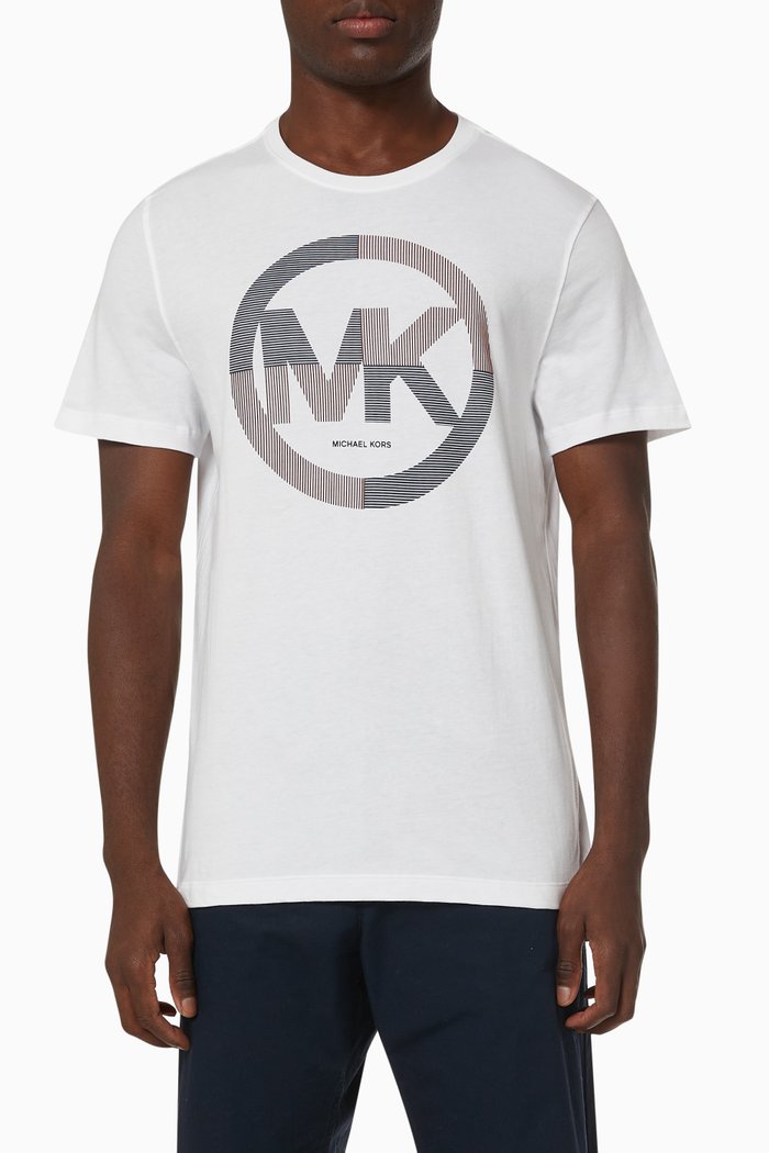 

Striped MK T-shirt in Cotton Jersey, White