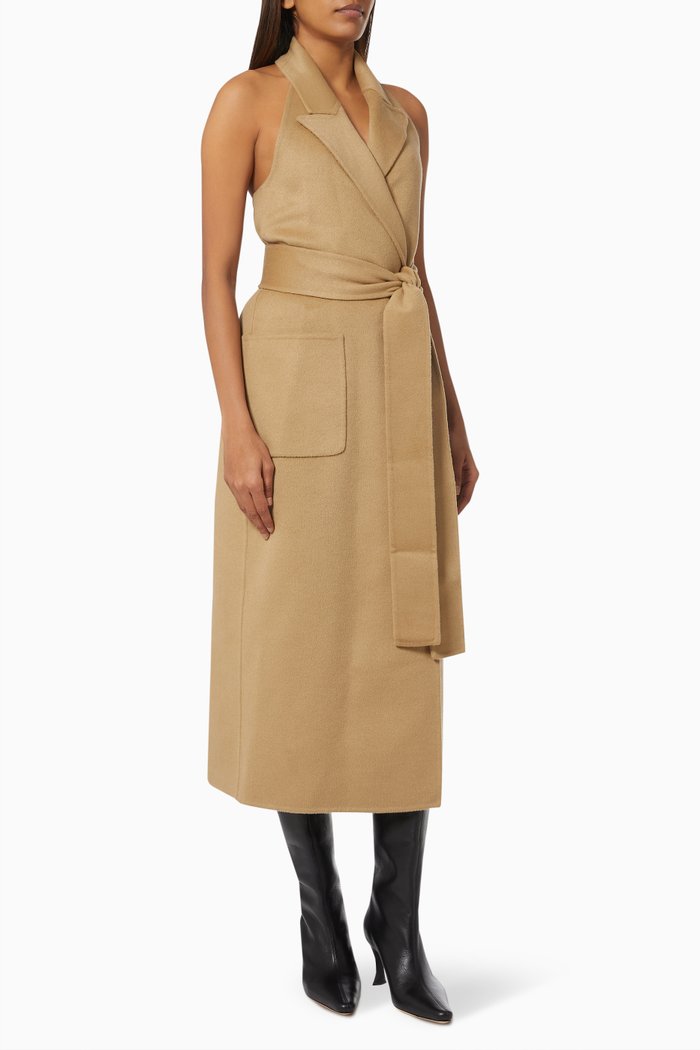 

Halter Wrap Dress in Cashgora, Brown