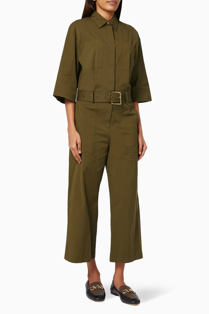 

Utility Jumpsuit in Stretch Organic Cotton, Green