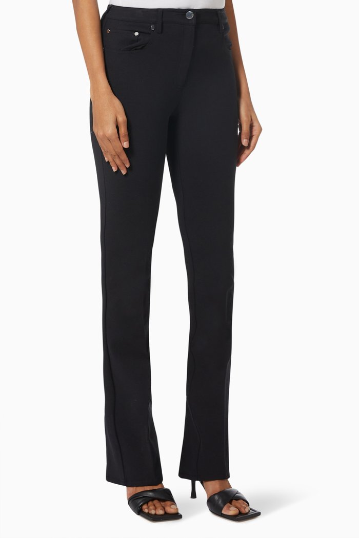 

Bootleg Split Pants in Wool Twill, Black