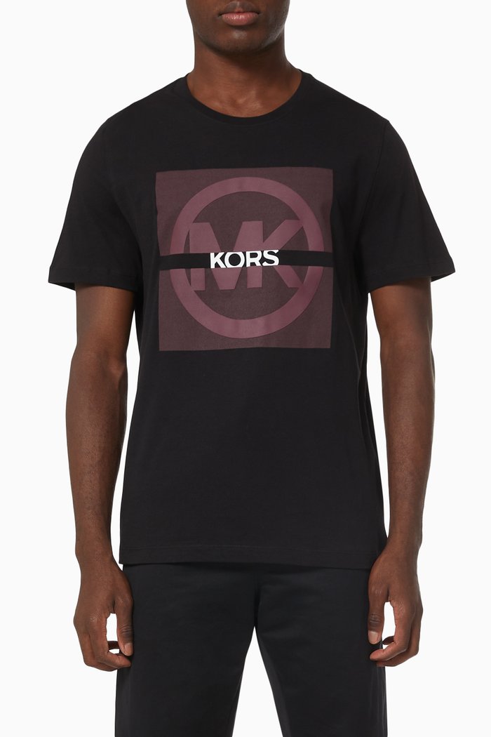 Split Logo T-shirt in Cotton, Black