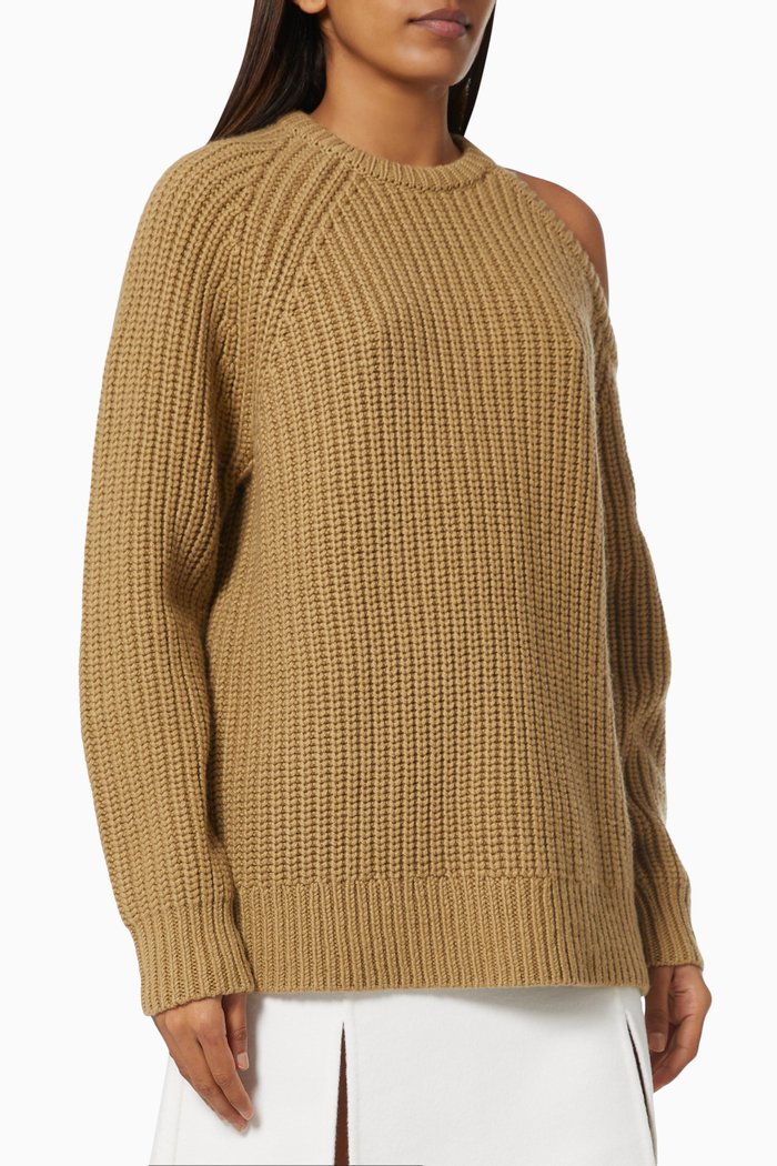 

Asymmetric Cutout Sweater in Cashmere, Green