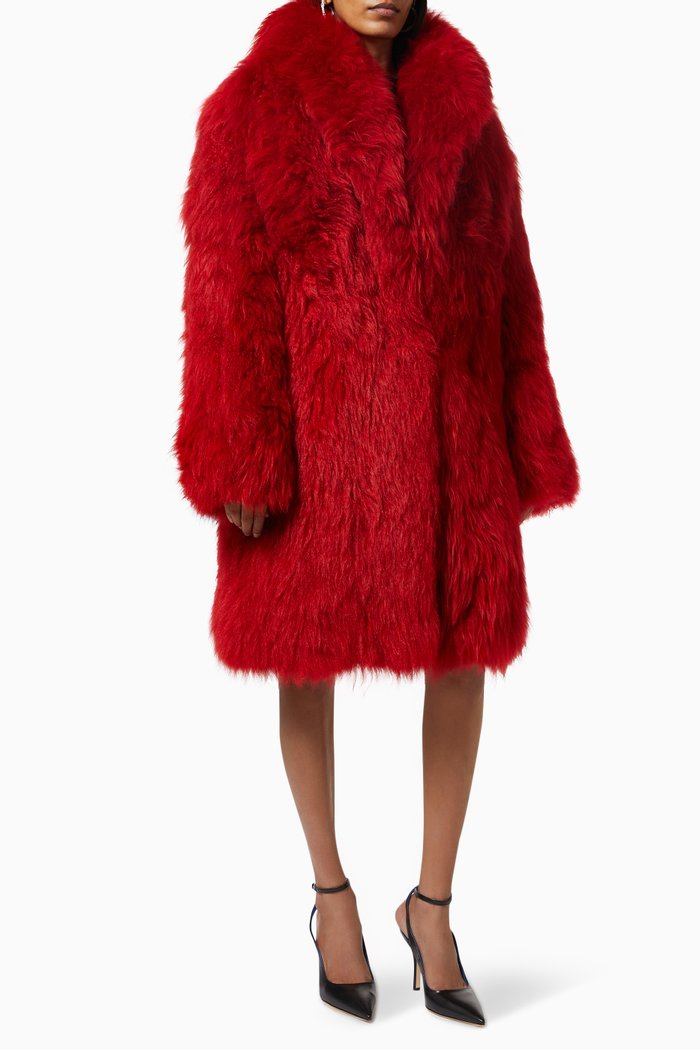 

Shawl Collar Coat in Cashmere, Red