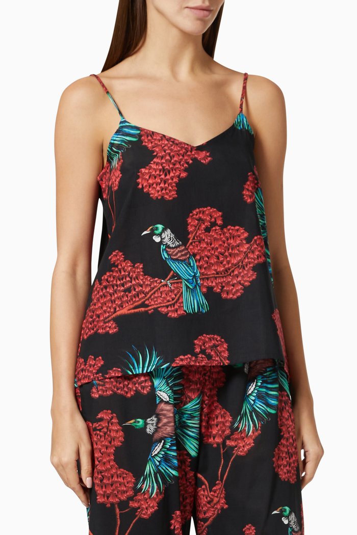 

Passerine Print Cami Top in Cotton, Black