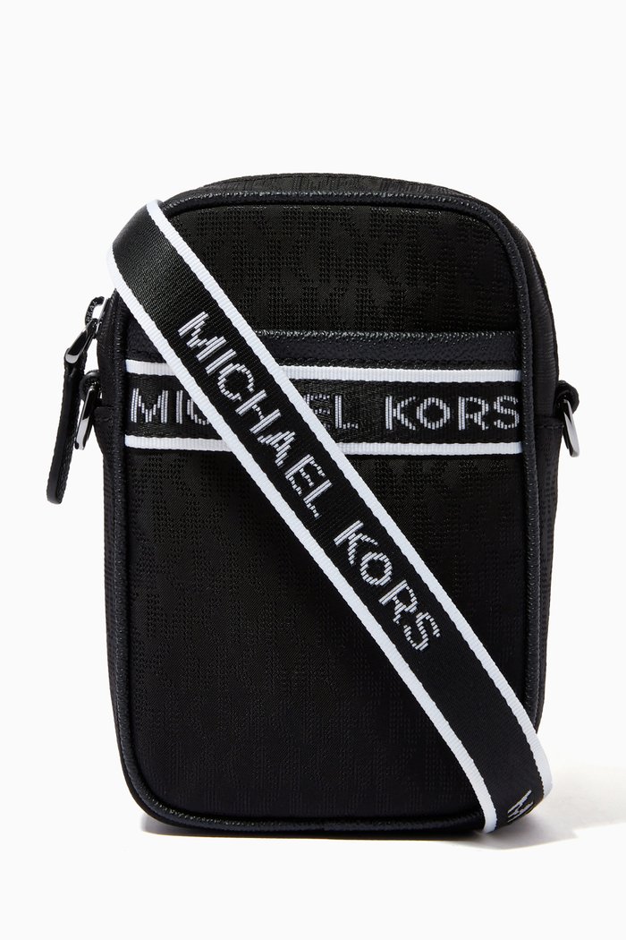 

Kent Smartphone Crossbody Bag in Nylon Logo Jacquard, Black