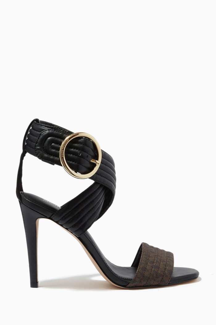 

Remi Sandals in Logo Canvas & Leather, Brown