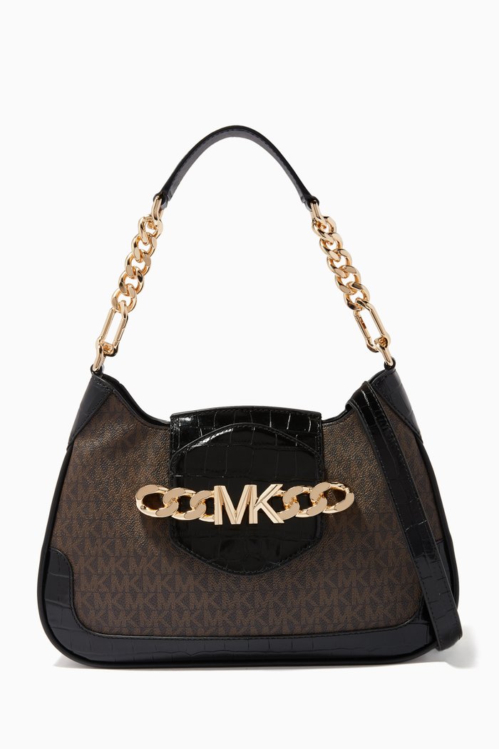 

Small Hally Crossbody Bag in Logo Canvas, Brown