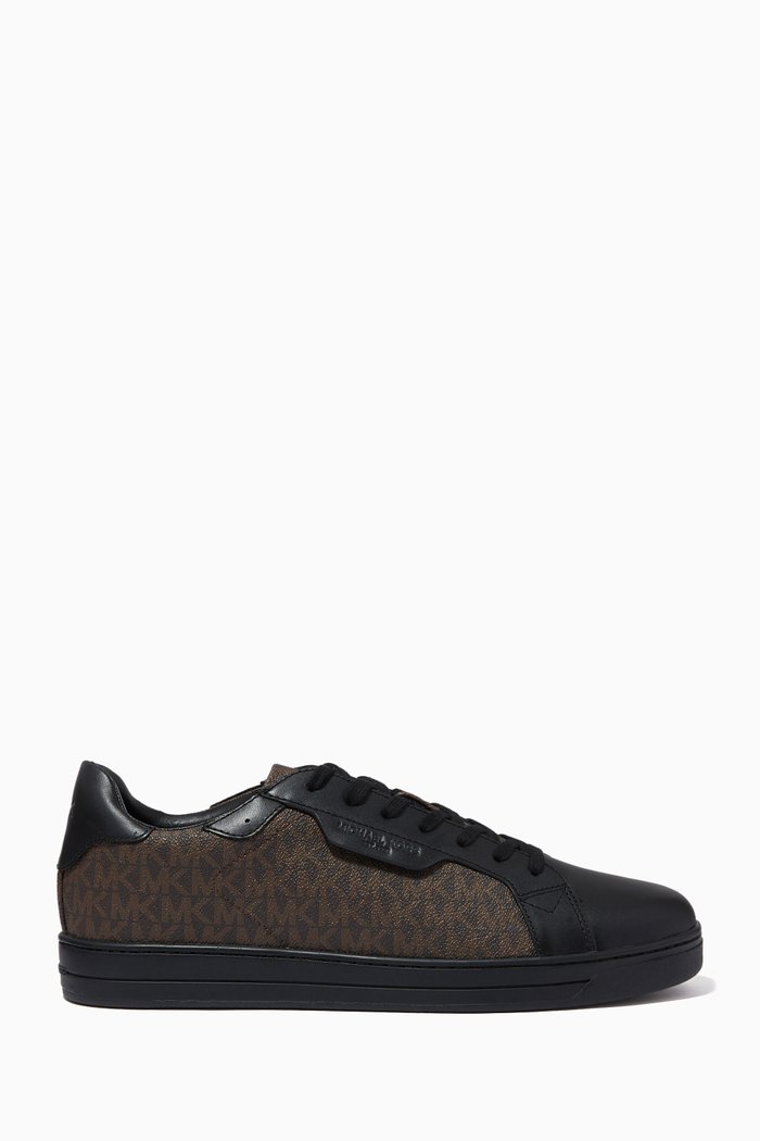 Keating Sneakers in Logo Canvas & Leather, Brown