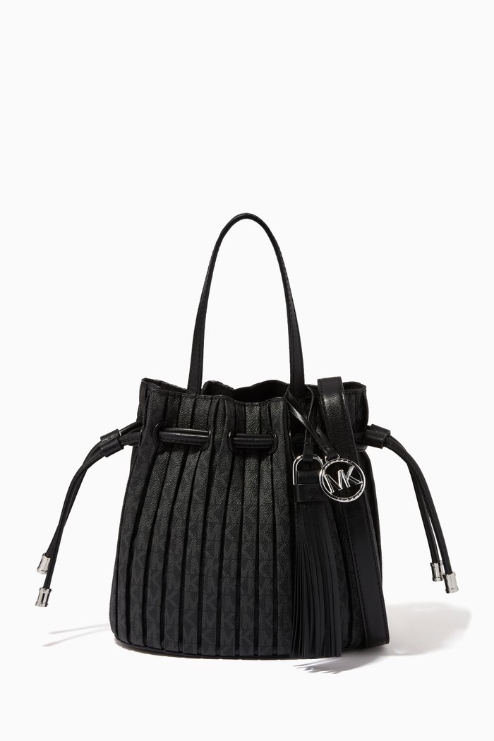 

Extra Small Willa Tote Bag in Pleated Logo Canvas, Black