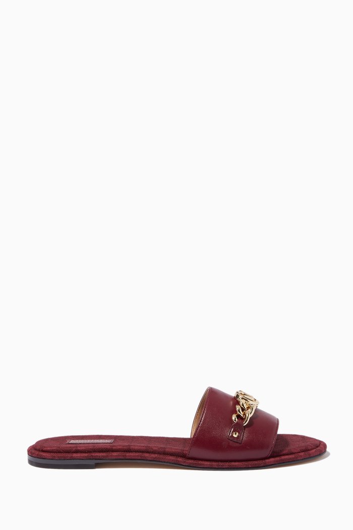 

Rina Chain Slides in Faux Leather, Red