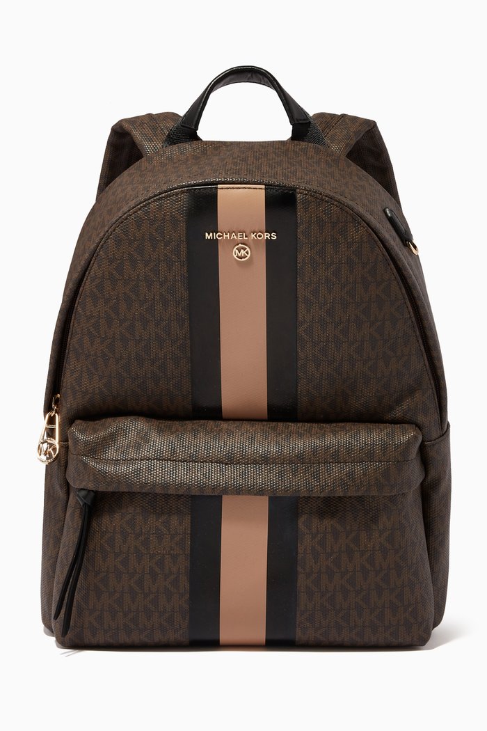 

Medium Slater Stripe Backpack in Logo Canvas, Black