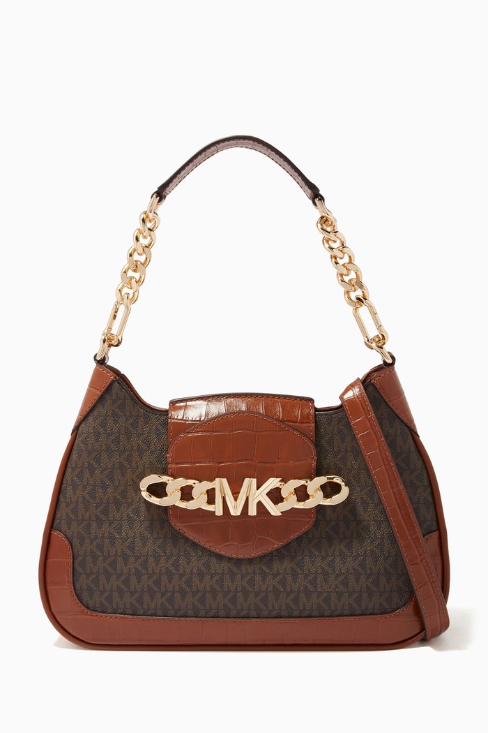 

Small Hally Crossbody Bag in Logo Canvas, Brown
