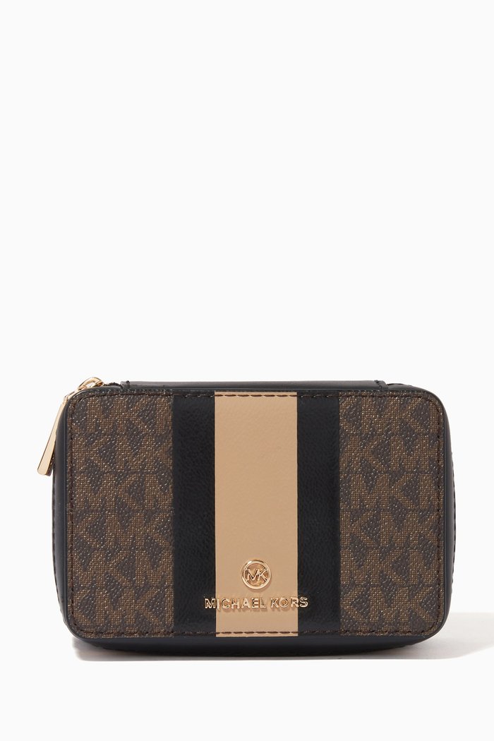 

Small Stripe Jewellery Case in Logo Canvas, Black