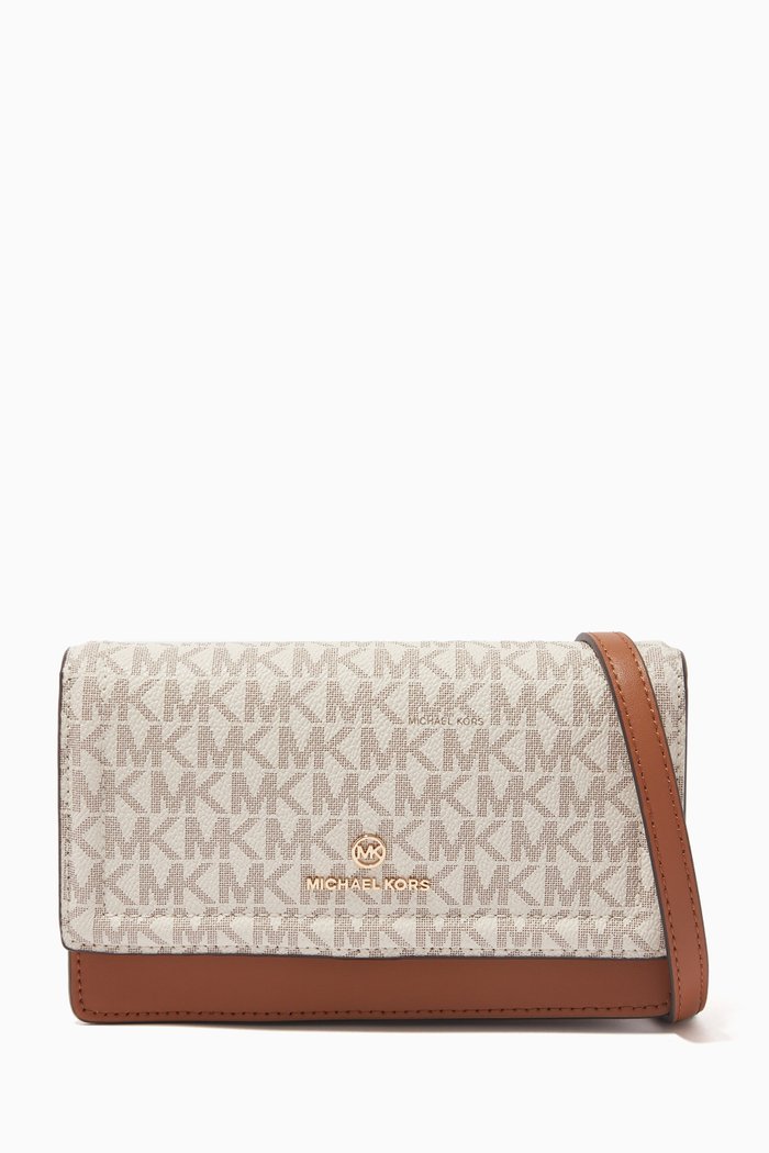 

Jet Set Small Logo Smartphone Crossbody Bag in Logo Canvas, White