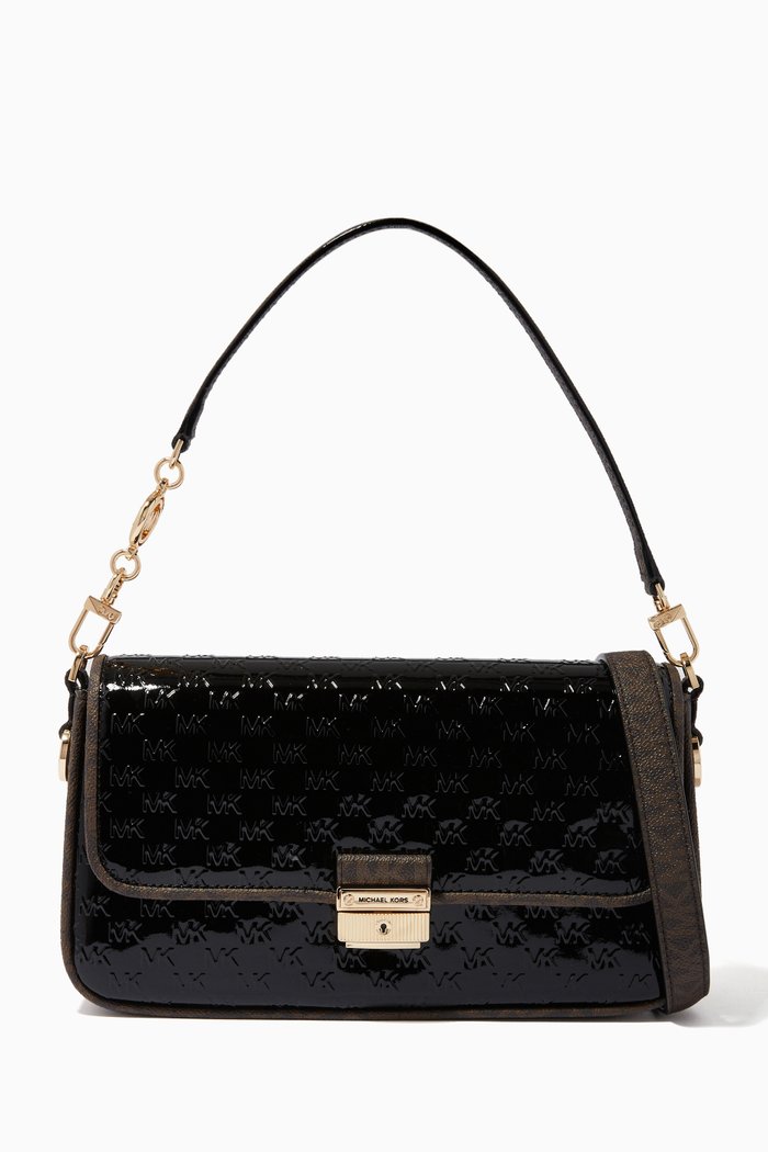 Small Bradshaw Shoulder Bag in Embossed Patent Leather, Black