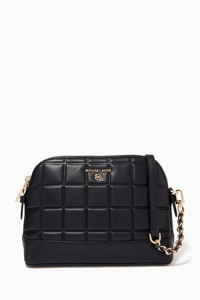 

Large Dome Crossbody Bag in Quilted Leather, Black