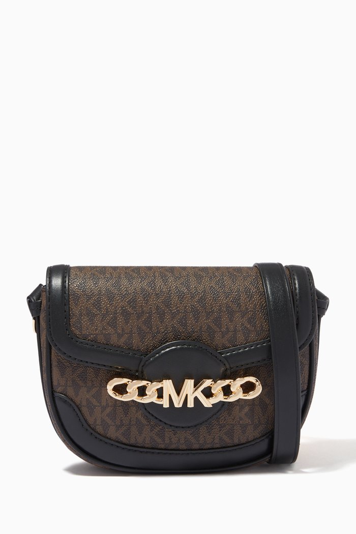 

Extra-Small Hally Crossbody Bag in Logo Canvas, Brown