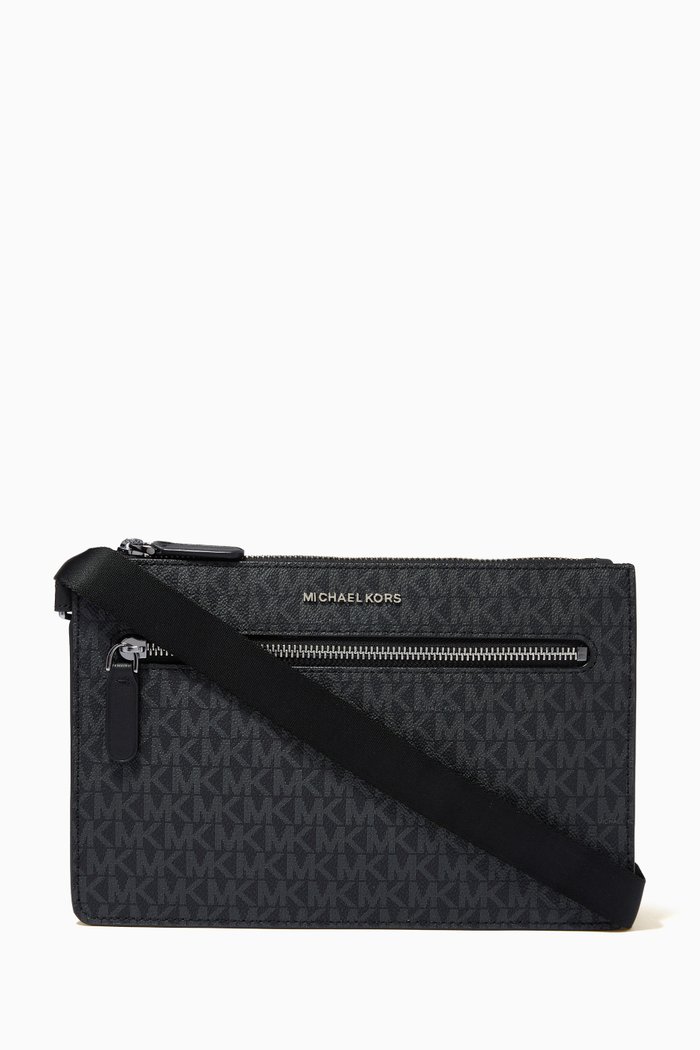 

2-In-1 Crossbody Pouch in Logo Canvas, Black