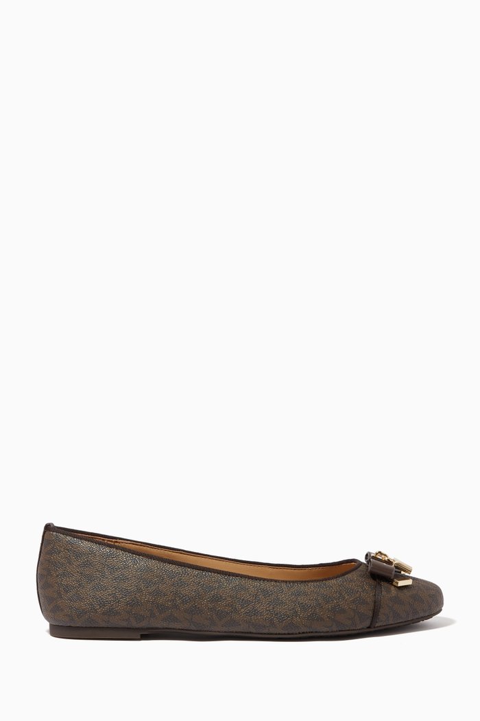 

Alice Ballet Flats in Logo Canvas, Brown