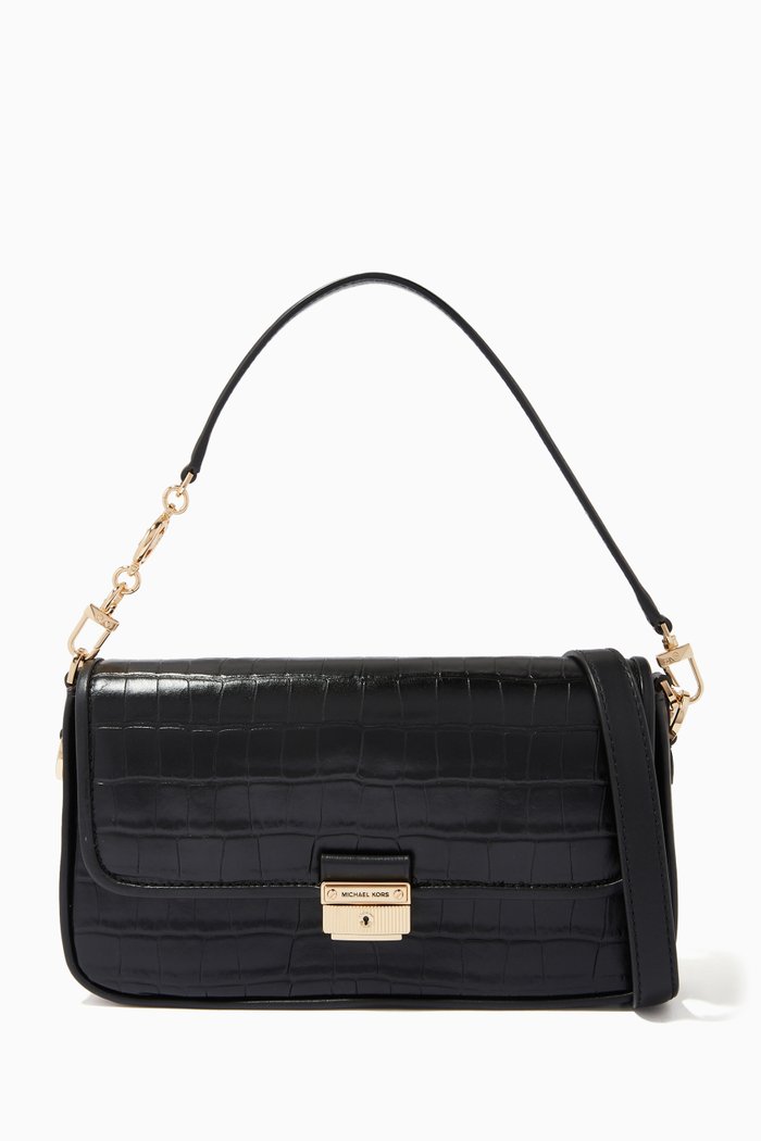 

Small Bradshaw Shoulder Bag in Croc-embossed Leather, Black