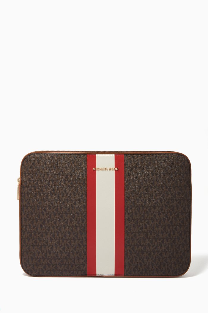 

Jet Set Stripe Laptop Case 13" in Logo Canvas, Red