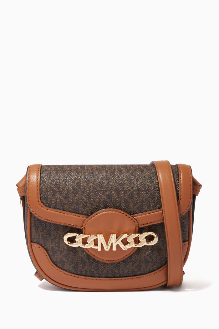 

Extra Small Hally Saddle Bag in Logo Canvas, Brown