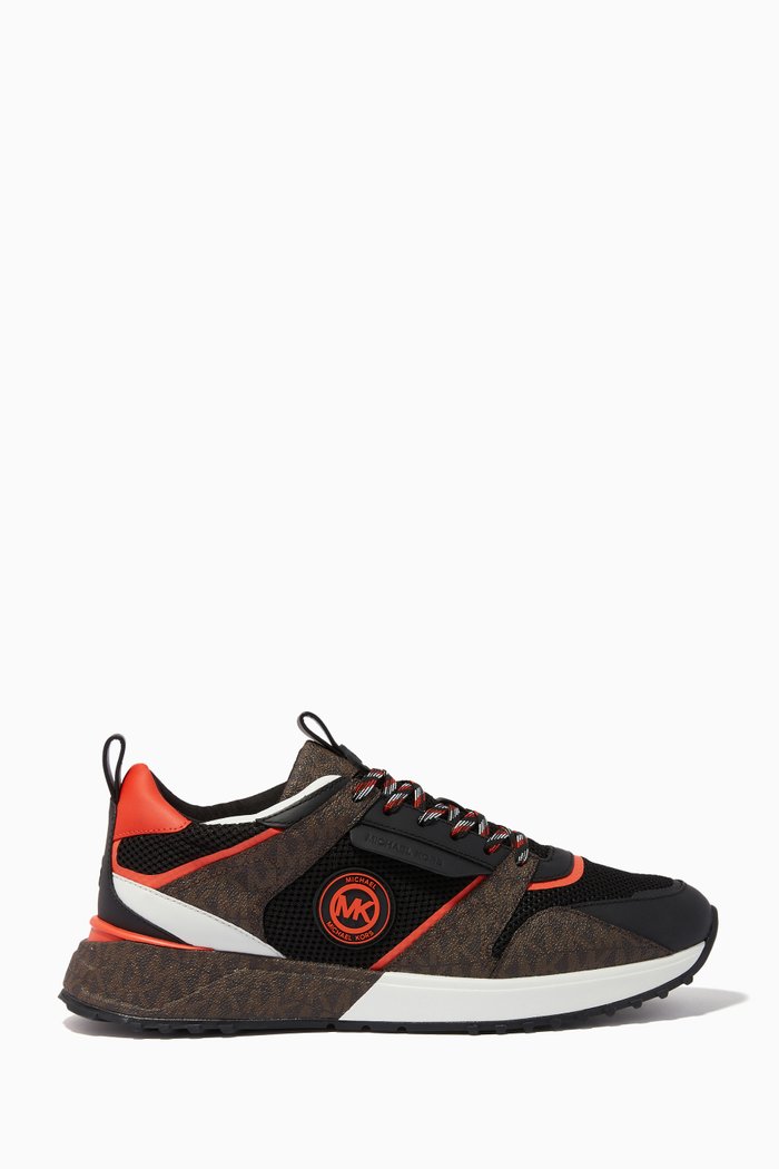 

Theo Sneakers in Logo Canvas & Leather, Black