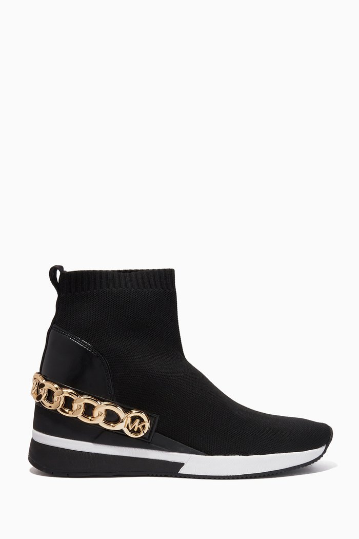 

Skyler Chain Sock Sneakers in Stretch Knit, Black