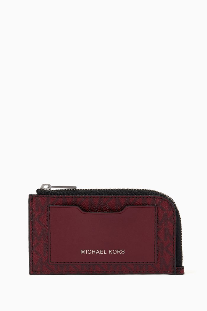 

Zip-around Card Case in Logo Canvas, Red
