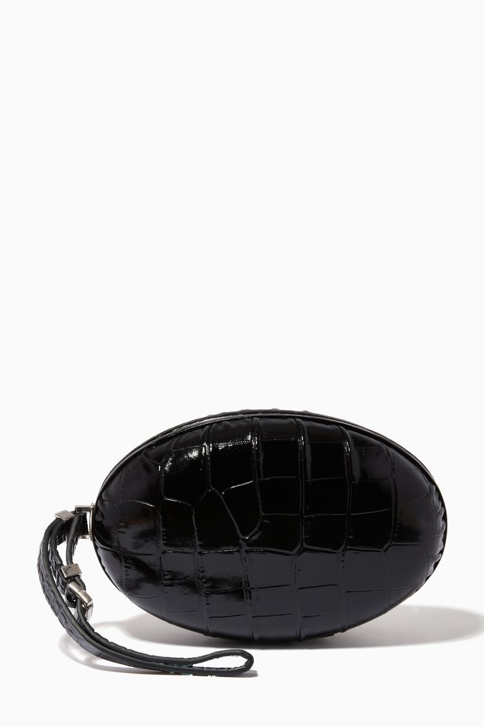 

Gramercy Minaudière Wristlet in Croc-embossed Leather, Black