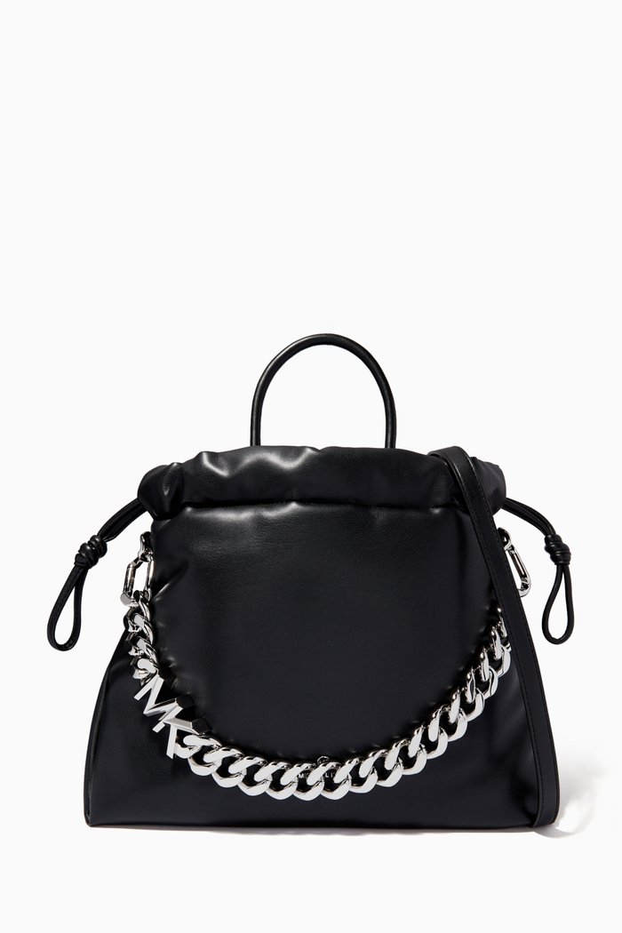 

Medium Lina Tote Bag in Faux Leather, Black