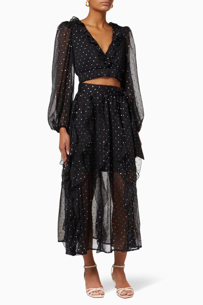 

Arlette Dress in Dotted Mesh, Black