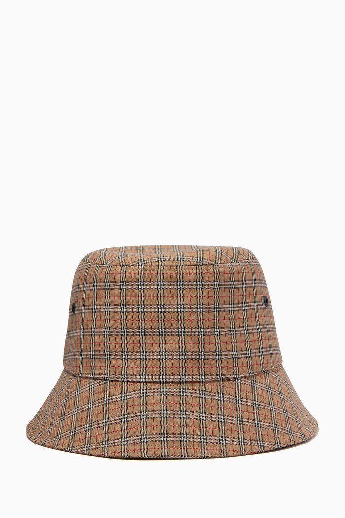 

Bucket Hat in Microcheck Tech Cotton, Neutral