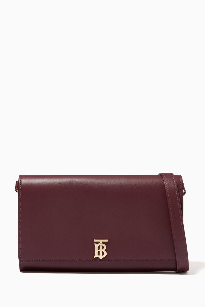

Monogram Motif Wallet with Detachable Strap in Leather, Purple