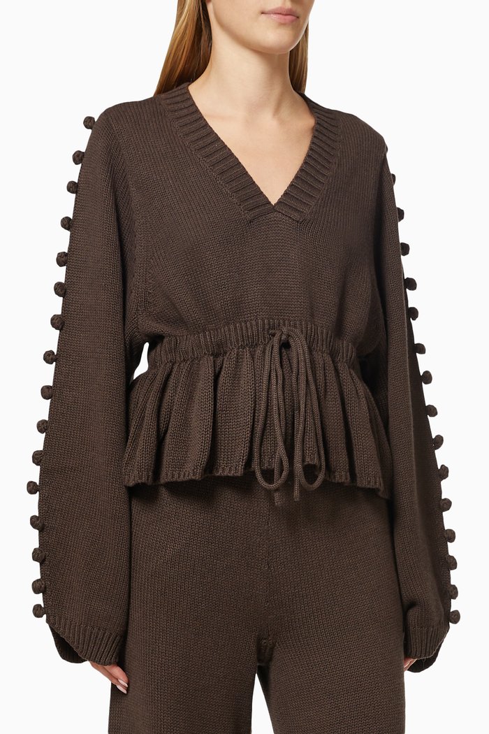 

Emma Top in Cotton Cashmere Knit, Brown