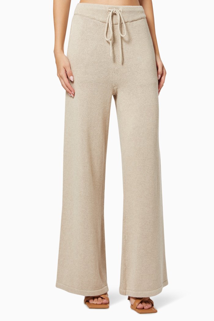 

Elizabeth Palazzo Pants in Cotton Cashmere Knit, Brown