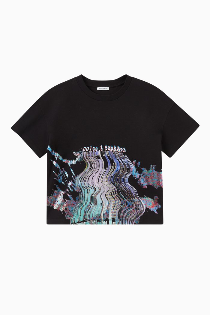 

Glitch-effect T-shirt in Jersey, Black