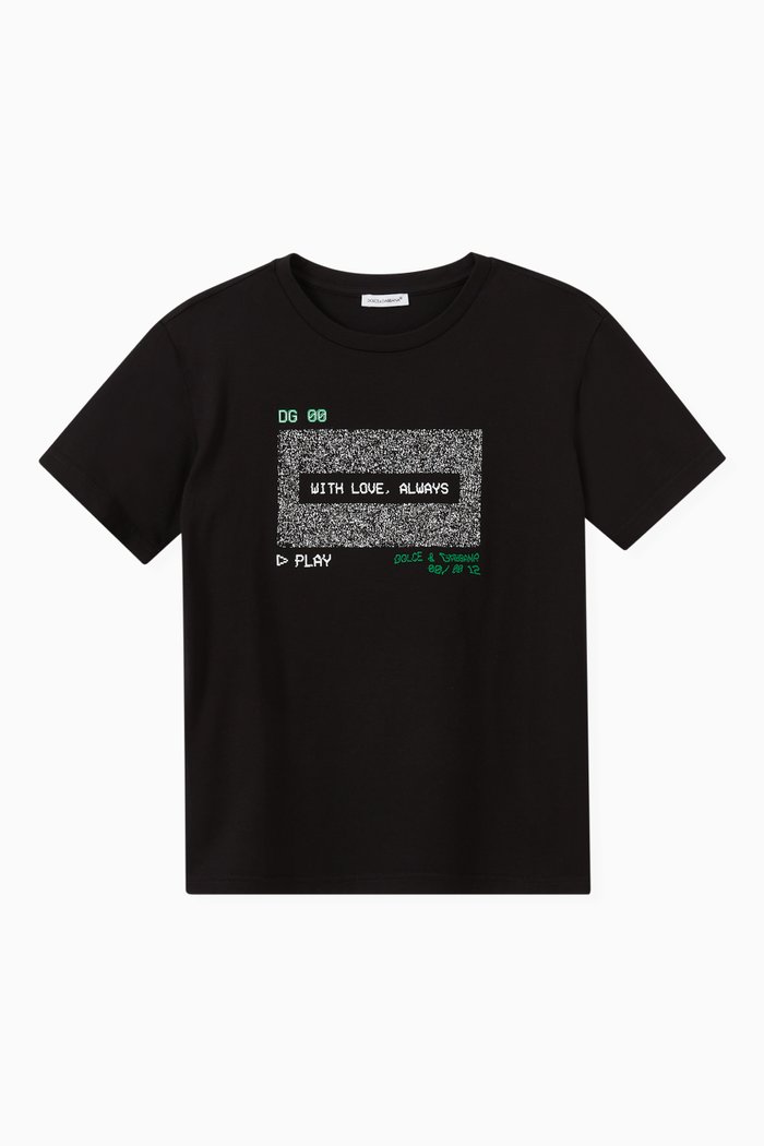 D&G Channel T-shirt in Jersey, Black