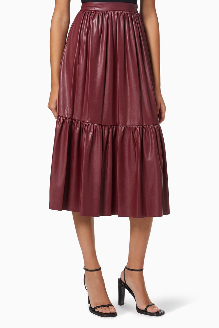 

Asterismo 2 Skirt in Nappa-effect Leather, Burgundy