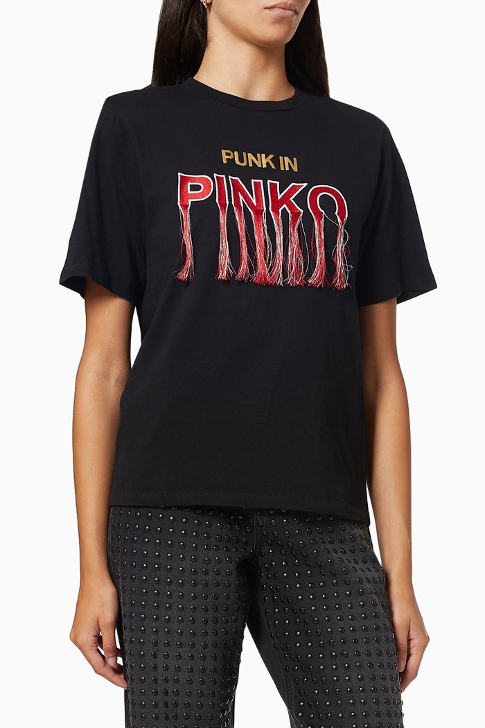 

Tianeti 'Punk in Pinko' T-shirt in Organic Cotton, Black