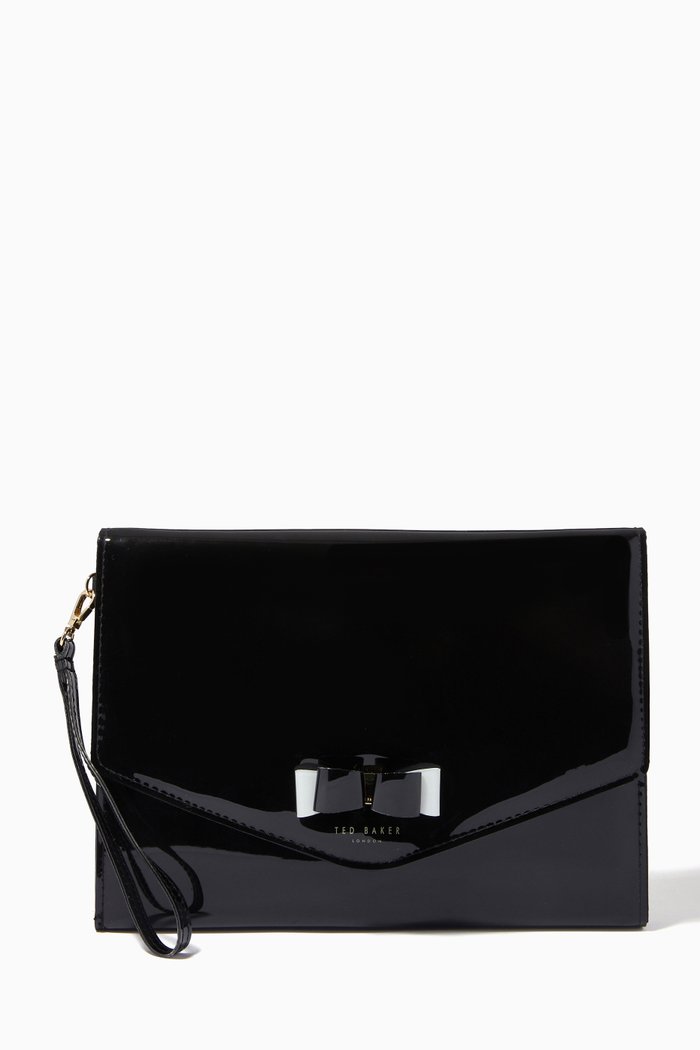 

Harliee Bow Envelope Pouch in PVC, Black