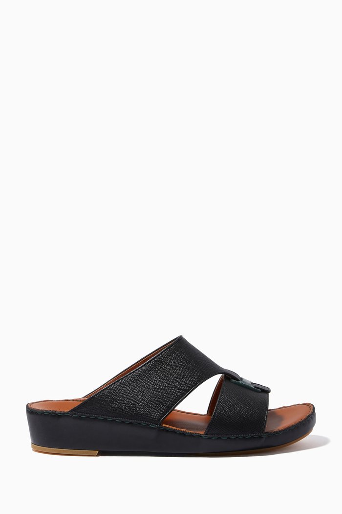 

Heritage Sandals with Lizard Buckle in Calfskin, Black