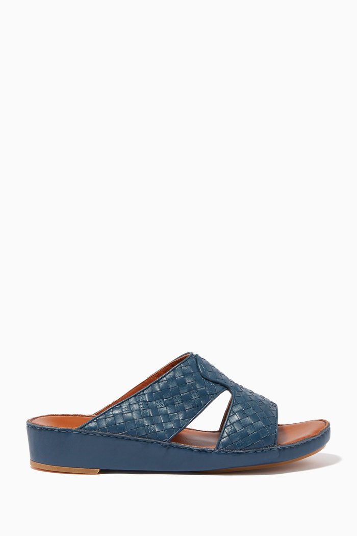 

Peninsula Trecce Stitched Sandals in Softcalf, Blue